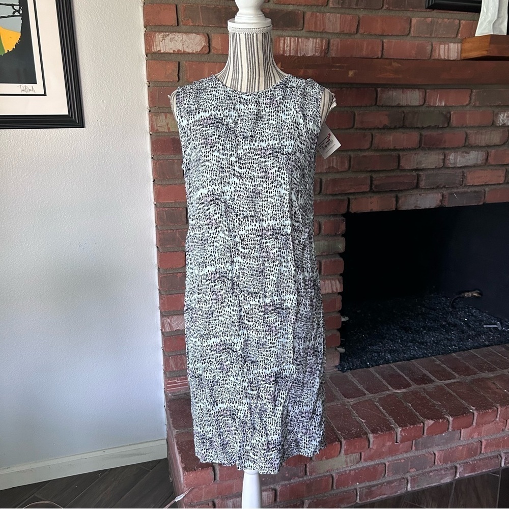 NWT Jigsaw Morning Sky Speckled Tide Dress Black White Sz 6 US
